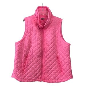 T by Talbots Lightweight Pink Diamond Quilted Puffer Vest Tulip Hem (Size 2X)